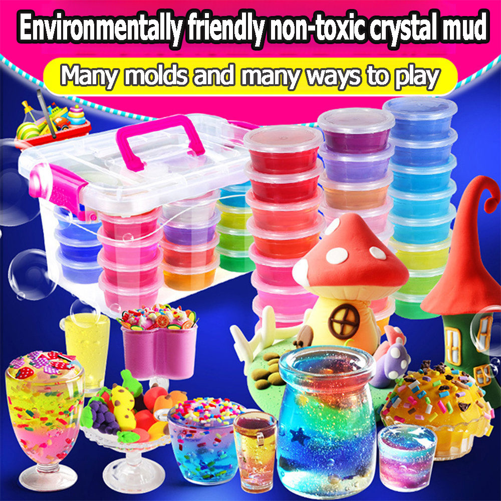 Kids Slime Toy 12 Colors Crystal Mud and Light Clay Playing Set with ...
