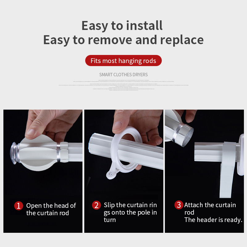 10Pcs/Set Curtain Rod Ring Eyelet Ring Hanging Eyelet Loops Universal ...