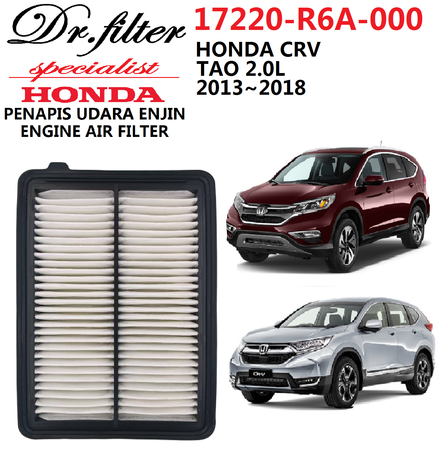 HONDA ENGINE AIR FILTER HONDA CRV TAO 2.0L 2013~2018 PENAPIS UDARA ...