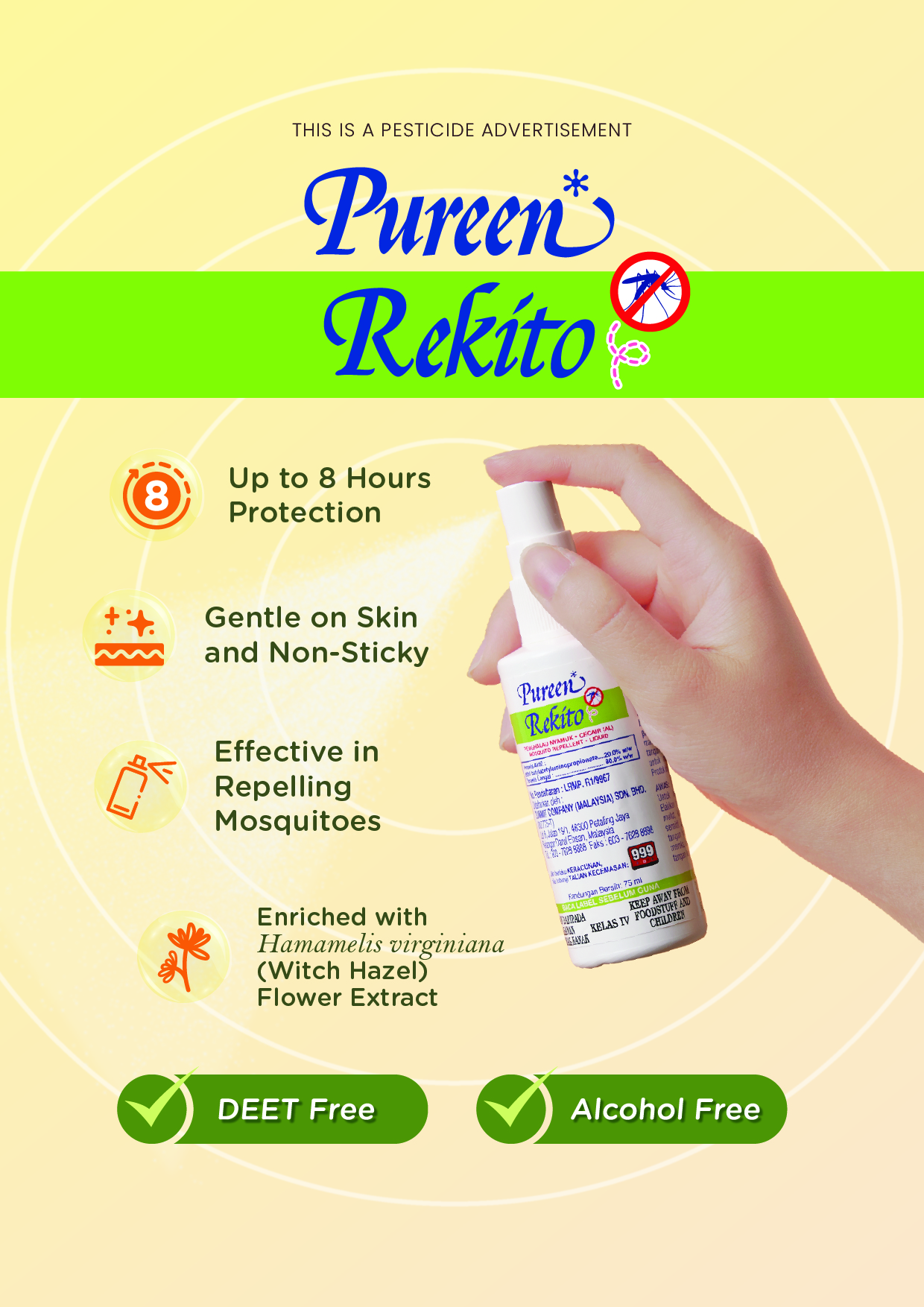 Pureen Rekito Mosquito Repellent (75ml) {Pureen Cecair Penghalau Nyamuk ...