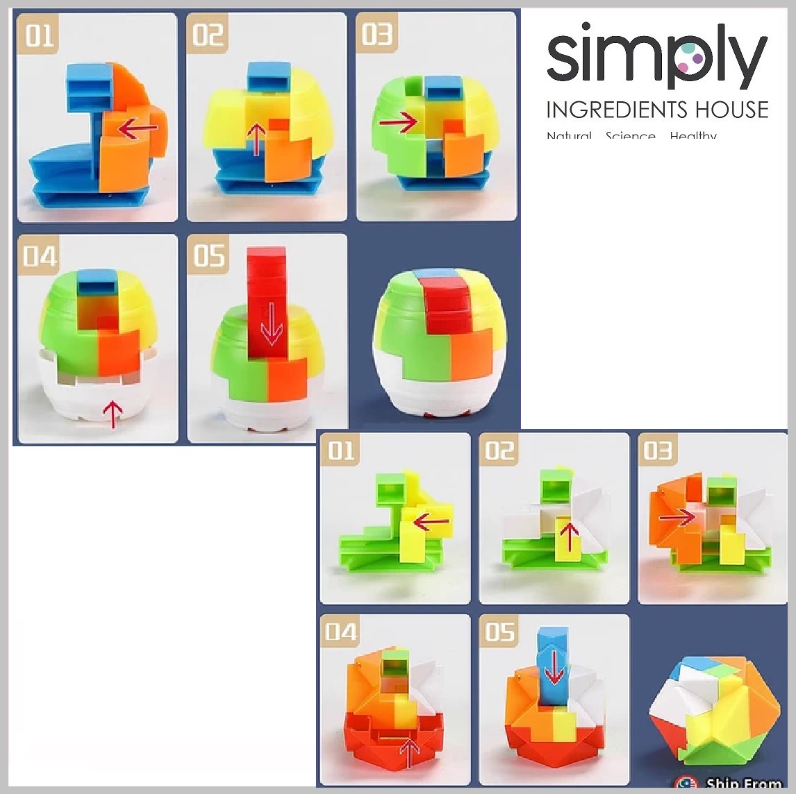 Luban Lock IQ Brain Teaser Educational Toy Kids Montessori 3D Puzzles ...
