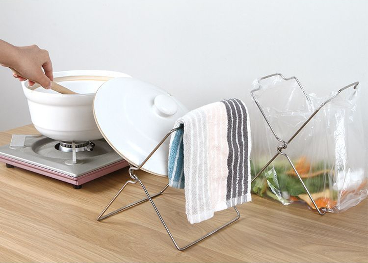Outdoor Portable Garbage Rack Camping Trash Bag Holder Stand Iron ...