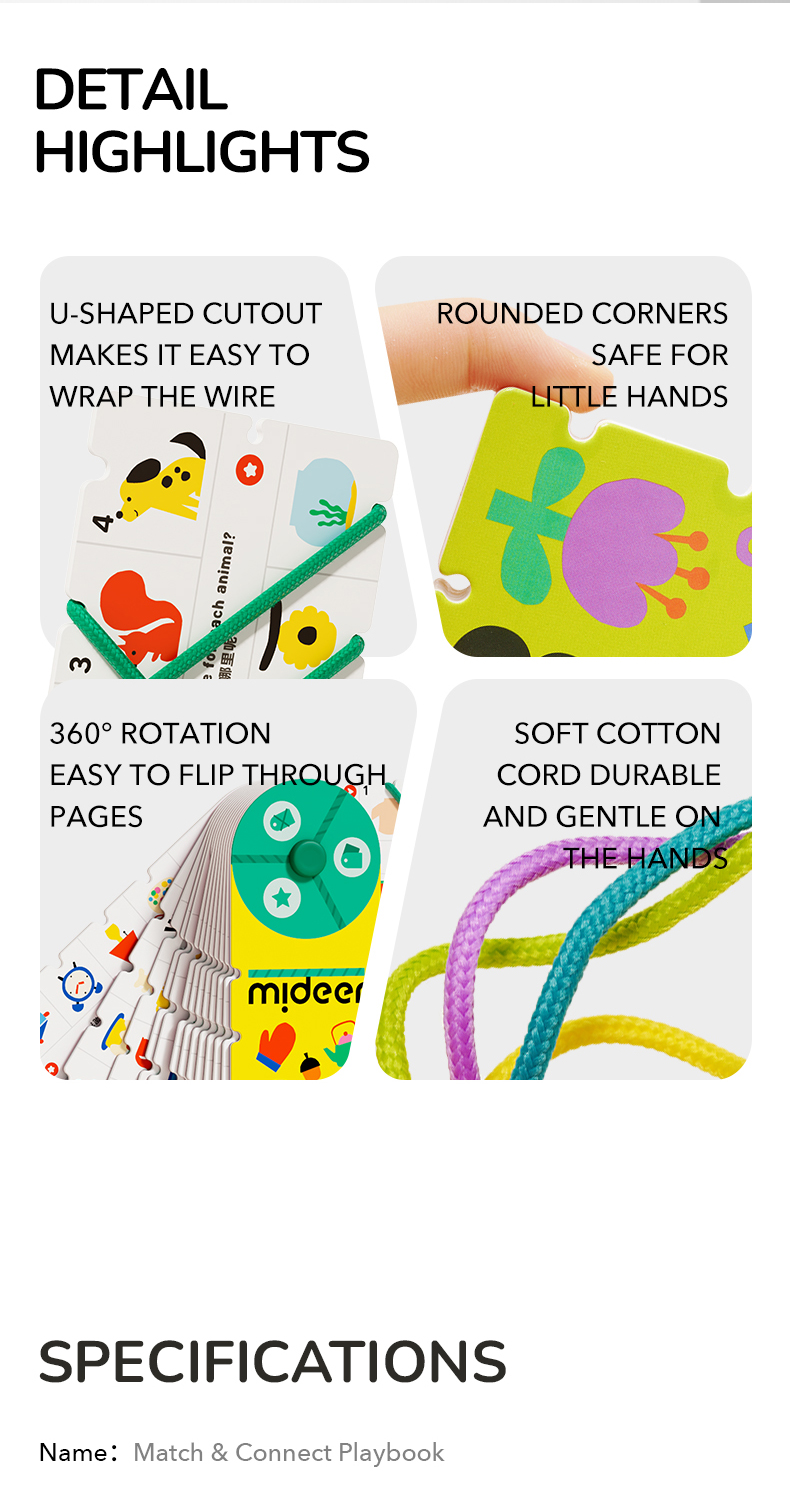 Mideer 4 in 1 Match & Connect with rope Hand-carry Playbook | Shopee ...