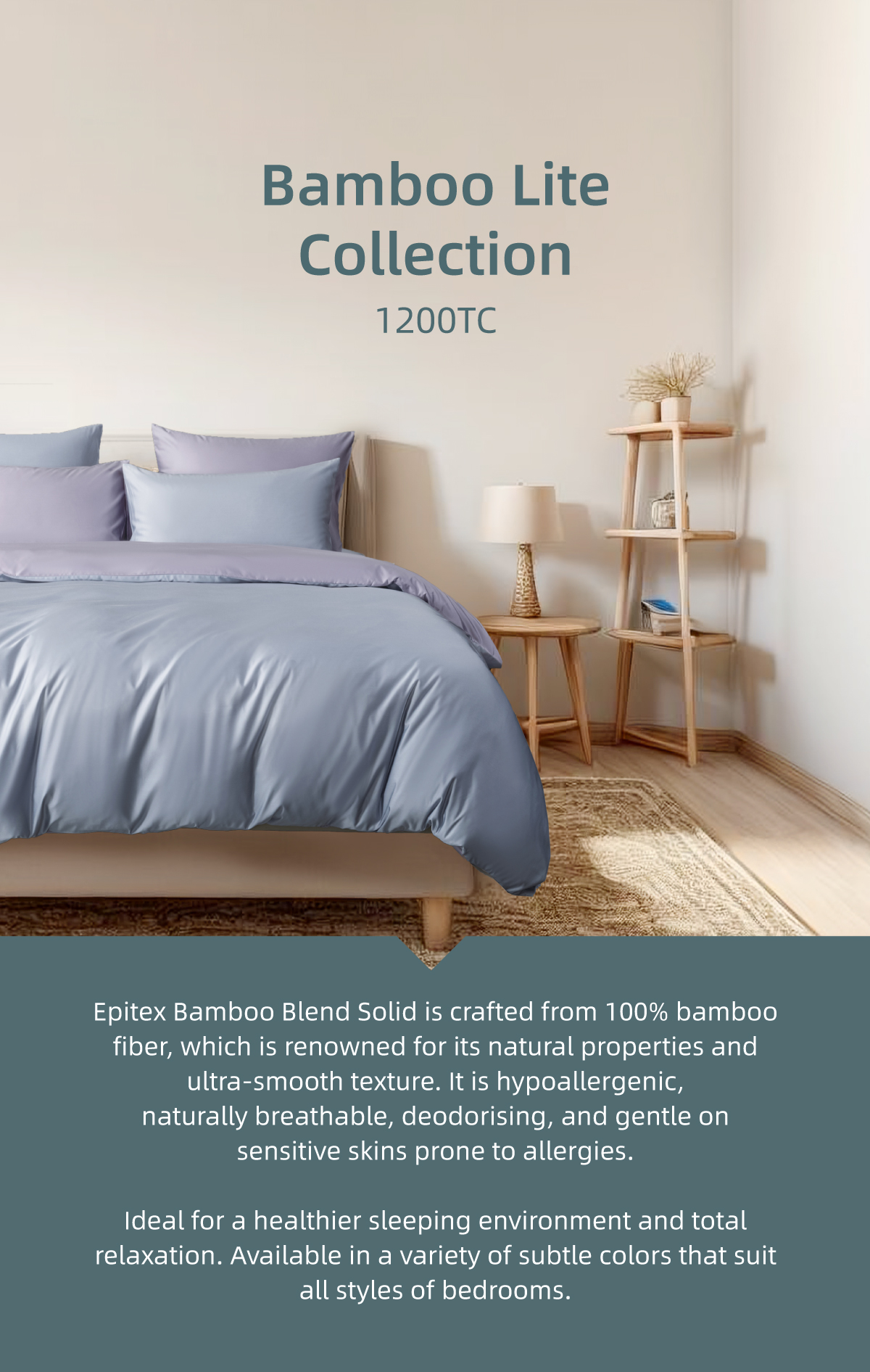 Epitex Bamboo1200TC 100% Bamboo Visco Reversible Soild | Bedset ...