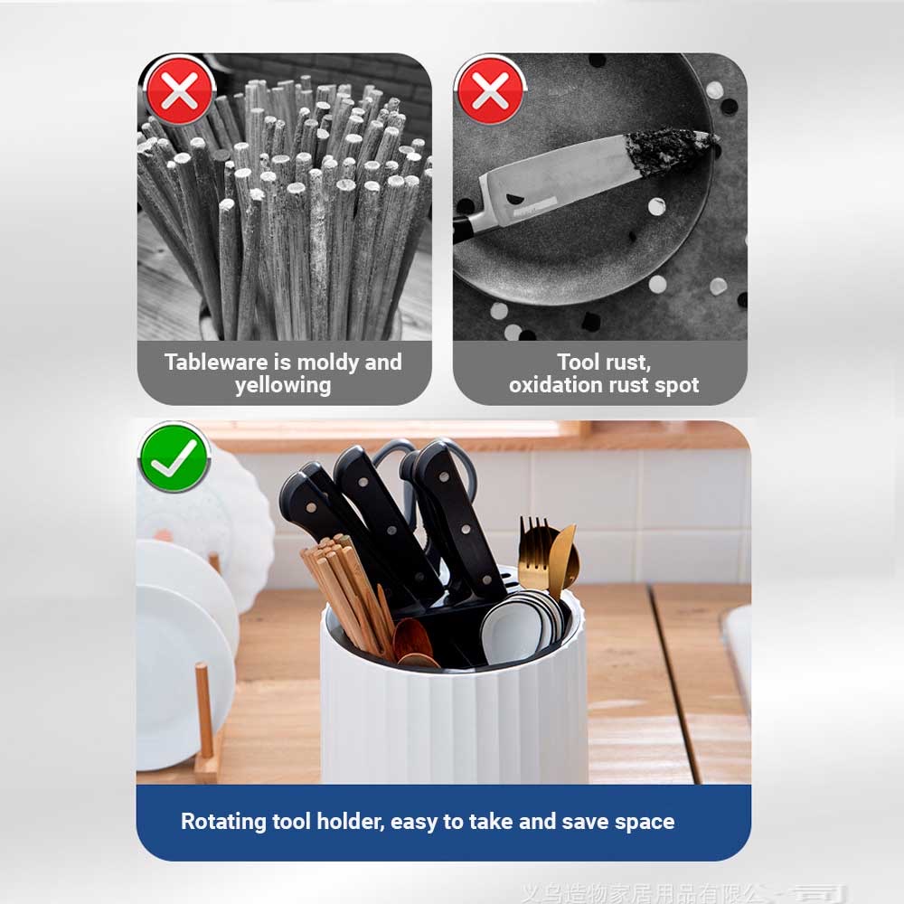 Cutlery Holder 360° Rotating Multifuntion Knife Chopstick Holder Spoon ...