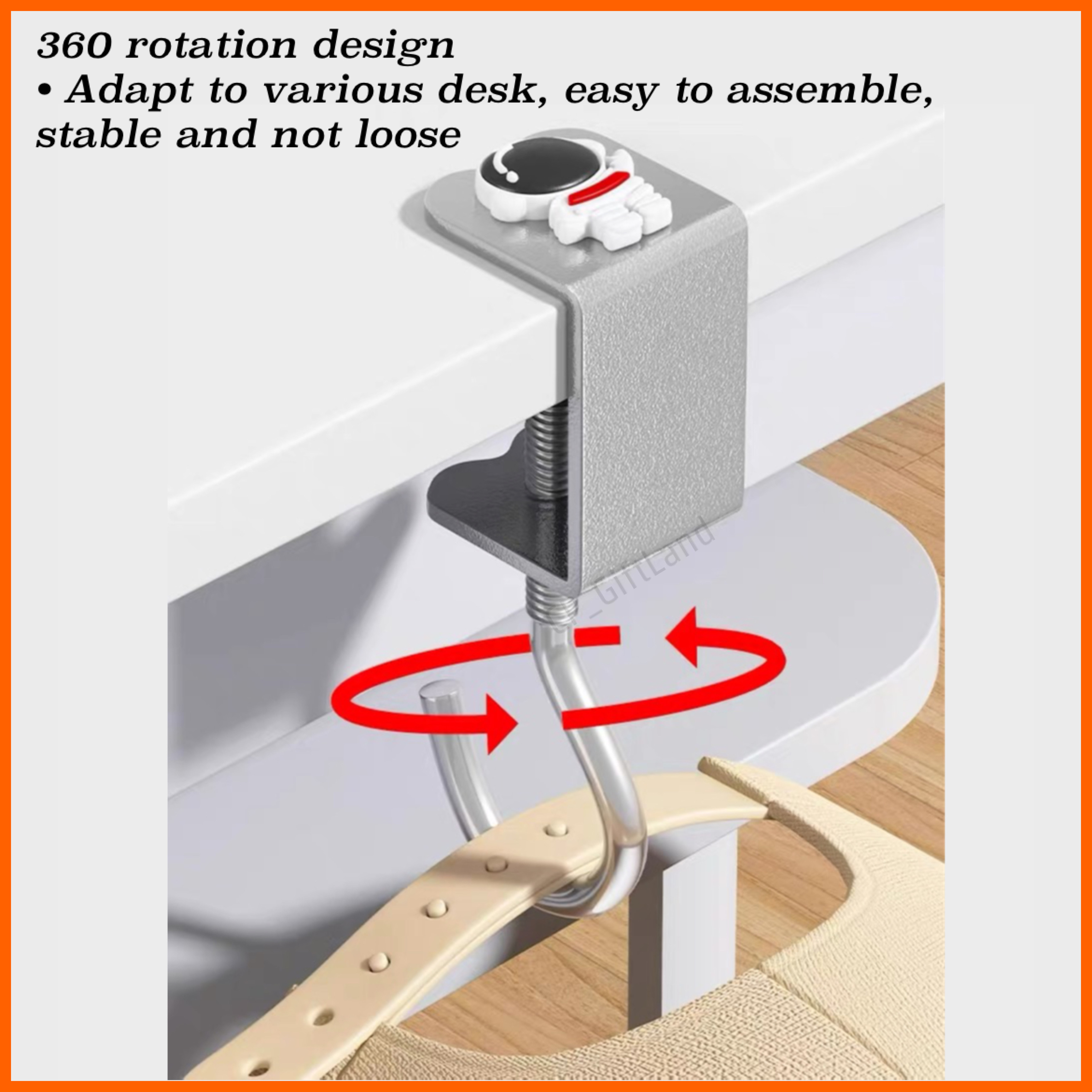 Table Hook Adjustable Portable Punch Free Desk Bag Hook Hanger Holder ...