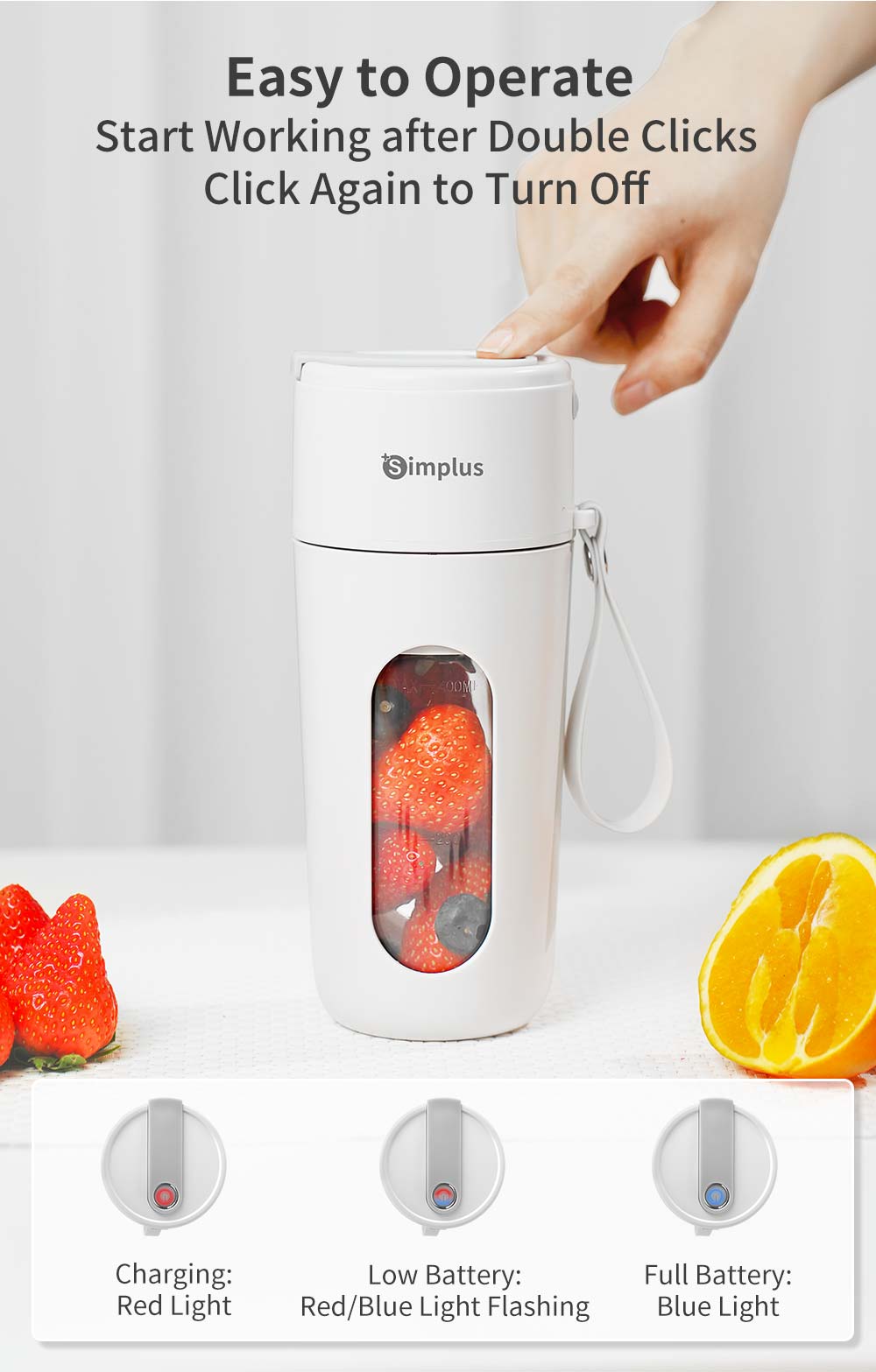 Simplus Portable Juicer 340ML | Wireless Electric | Ice Crusher | Type ...