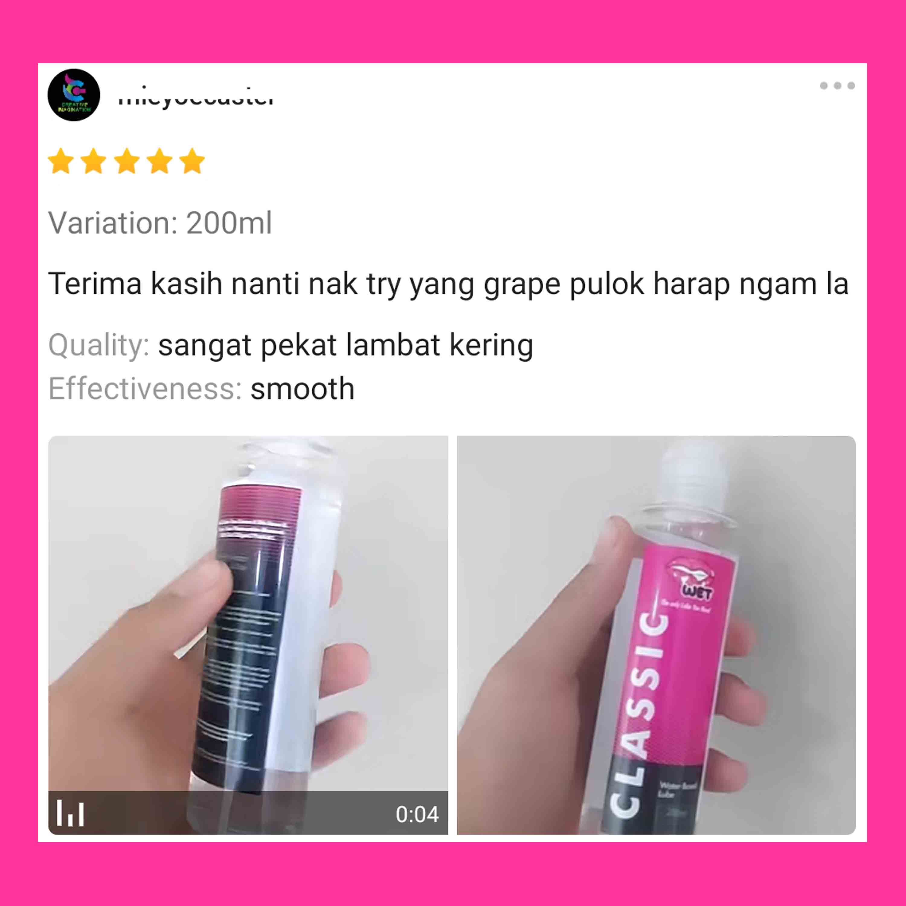 [ EXTRA SMOOTH ] WET CLASSIC 100ML Adult Personal Lubricant Gel Water ...