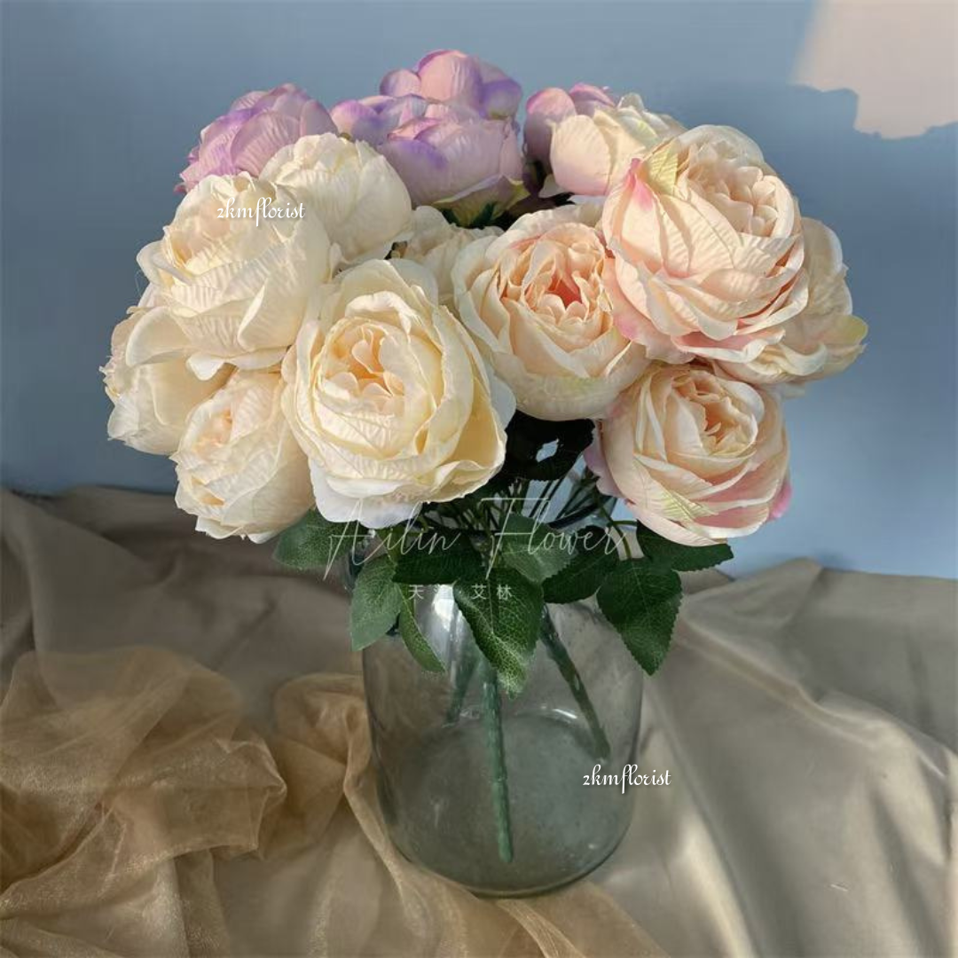 (11HEADS) AUSTIN ARTIFICIAL Flower Bouquet Home Deco Decoration Bunga ...