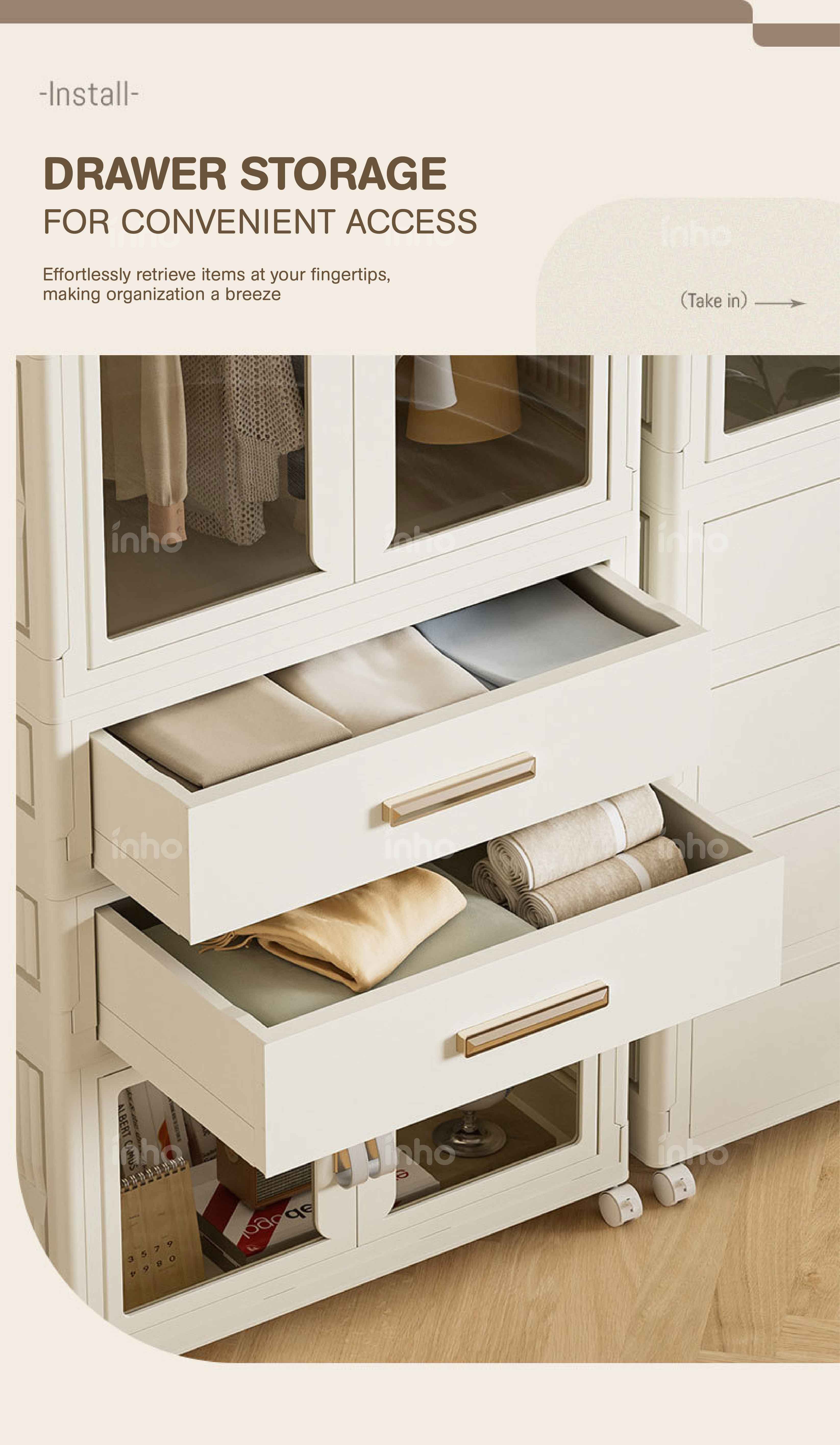 INHO L55/65cm Multifunction Moveable Stackable Storage Cabinet Modern ...