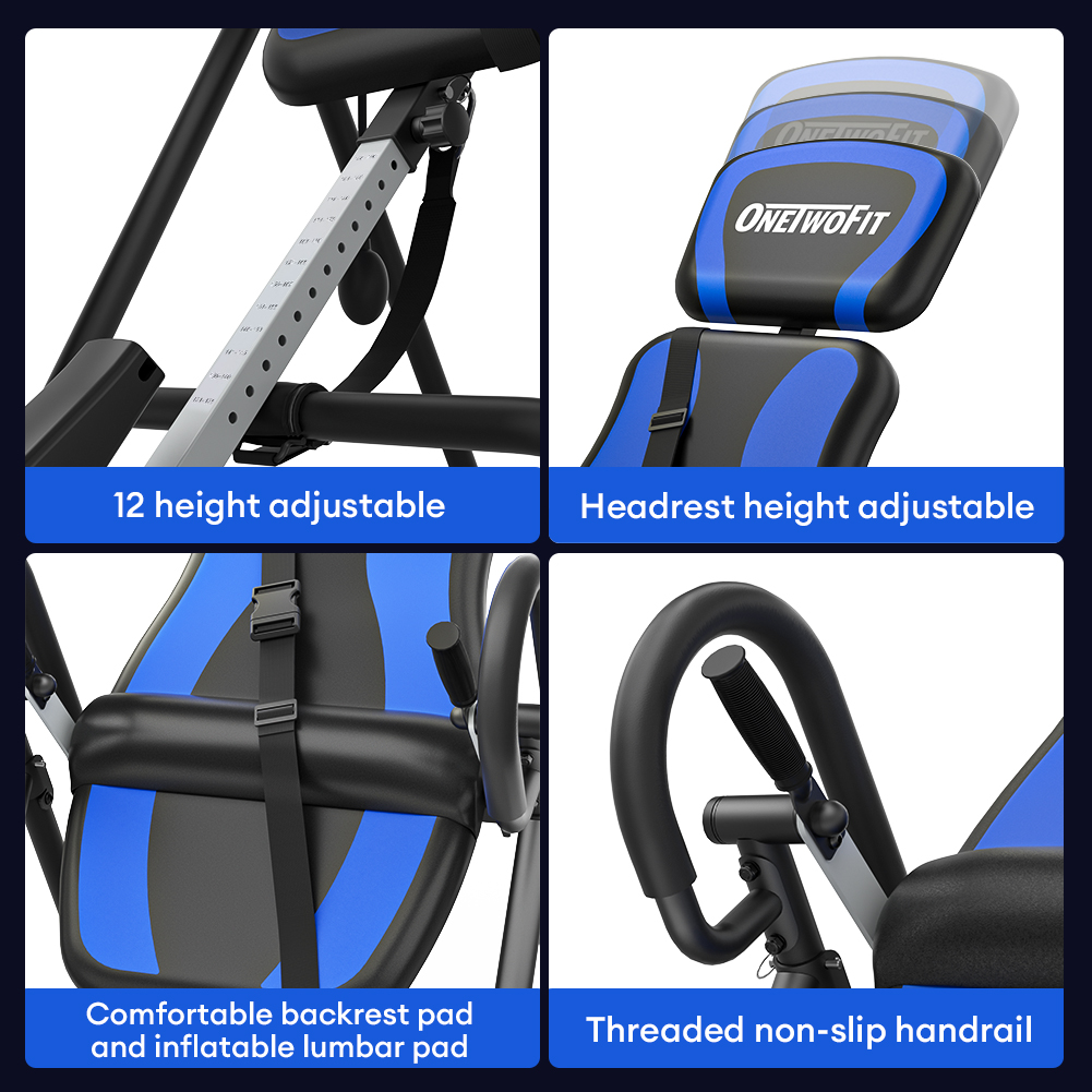 OneTwoFit Foldable Adjustable Handstand Machine Inversion Table ...