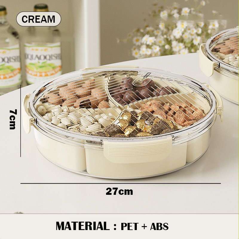 Bekas Kuih Kedap Udara Snack Tray Raya Round Buckle Sealed Box with Lid ...