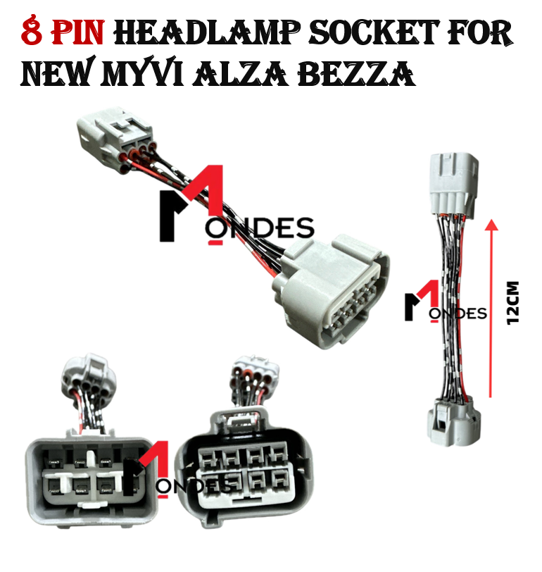8 PIN PLUG N PLAY HEADLAMP SOCKET FOR NEW MYVI G3 / NEW ALZA D27A / NEW ...