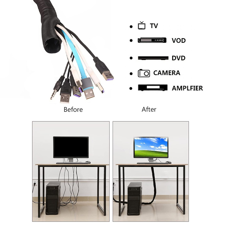 Management Cable Cover Protection Wire Protector PC TV Cable Split ...