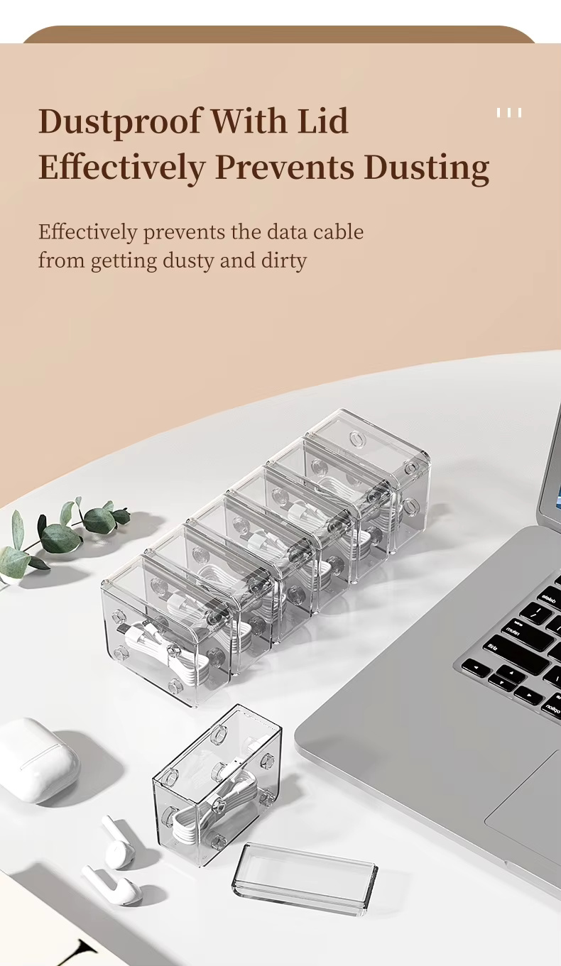 Transparent Cable Storage Box with Lid/Data Line Storages Container ...