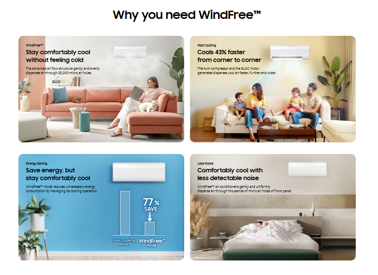 Samsung R32 Inverter Windfree Air-Conditioner Premium & Deluxe Series ...