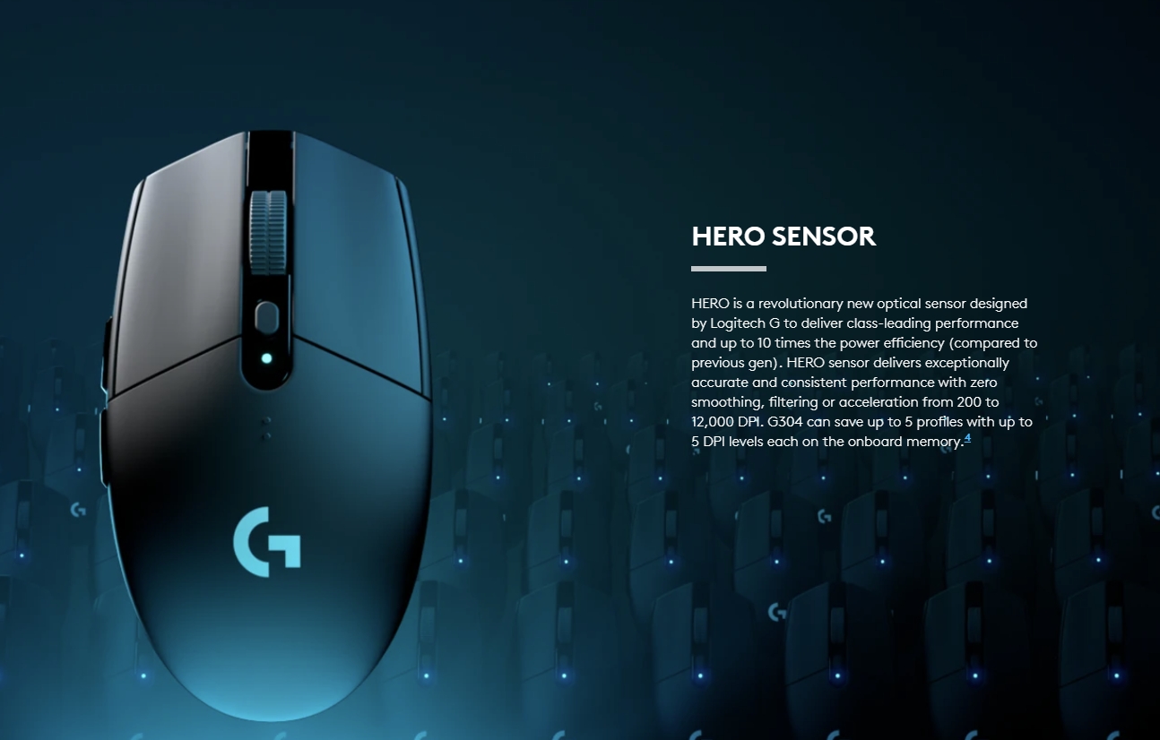 LOGITECH G304 WIRELESS GAMING MOUSE HERO SENSOR / 12000 DPI ...