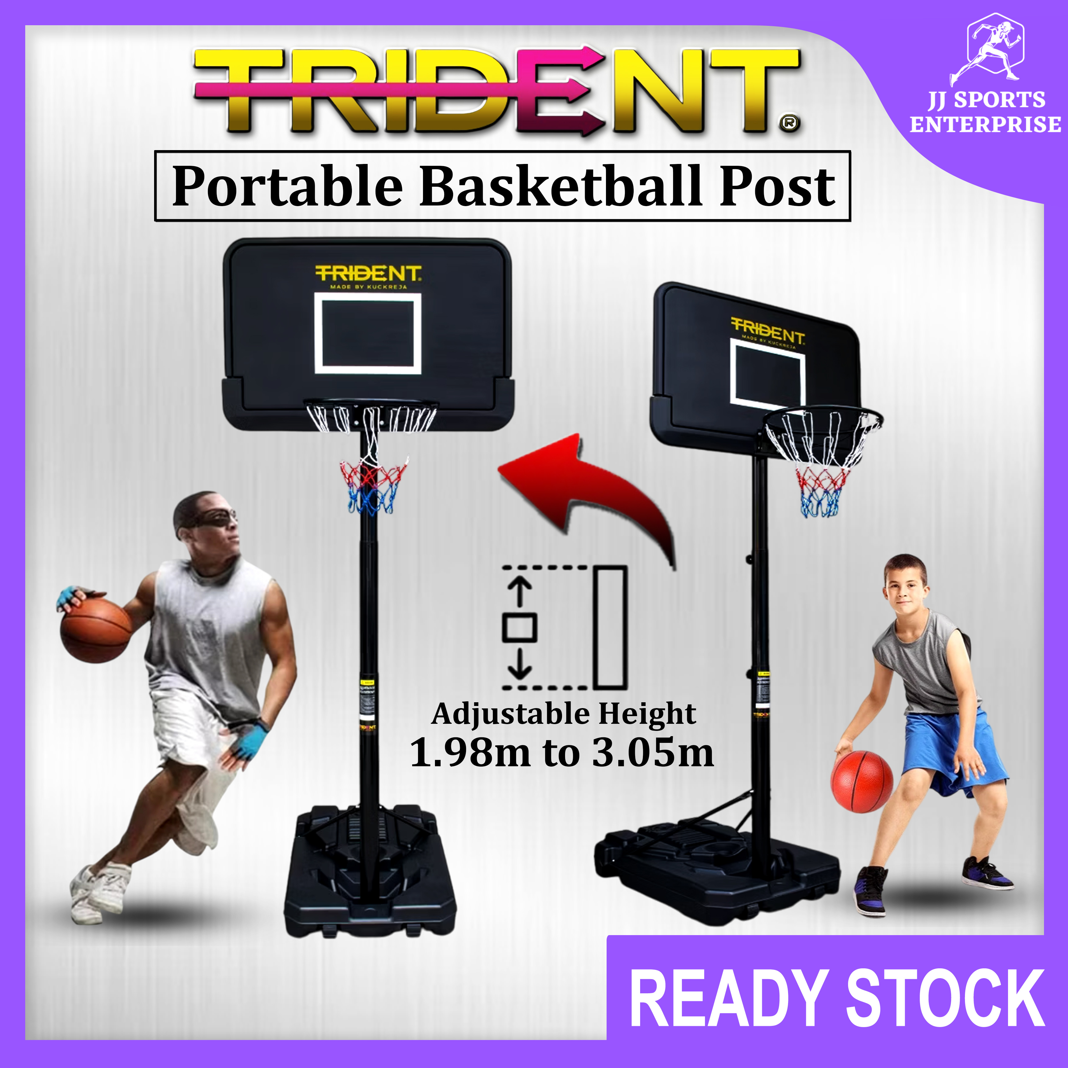 Trident Master Portable Basketball Post Bola Keranjang Post | Shopee ...
