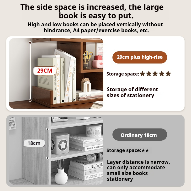 Multi-layer Book Rack Storage Organizer Shelves Desk Cabinet Wooden ...