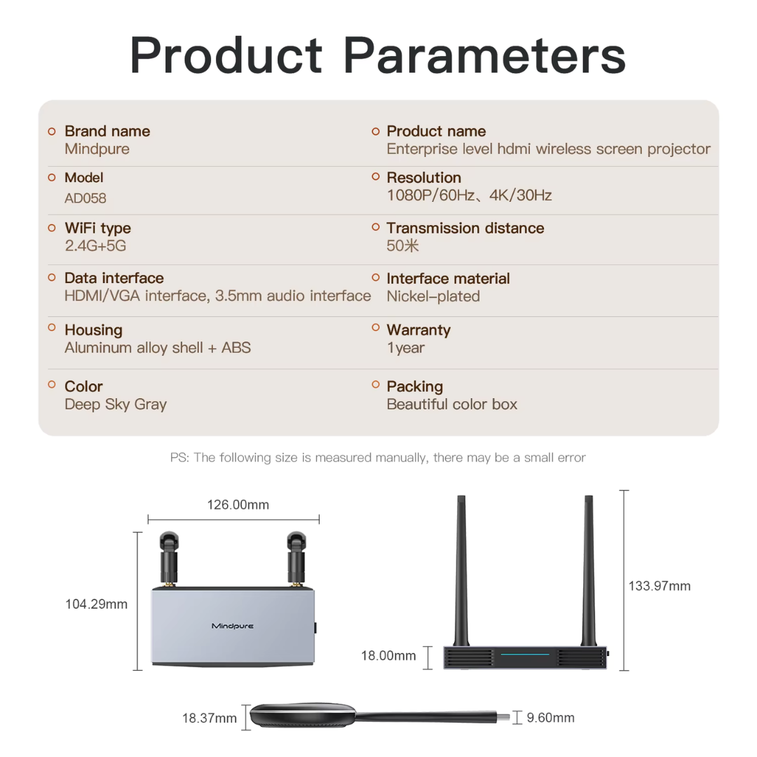 Mindpure AD058 50m Wireless Video Transmitter Receiver Extender HDMI ...