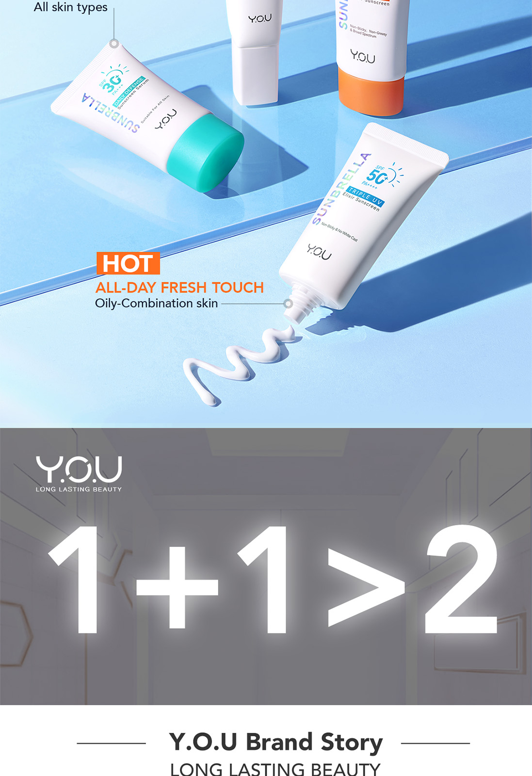 YOU TOP 1 Tone Up Sunscreen Sunbrella Elixir SPF 50+ PA++ Extra Natural ...