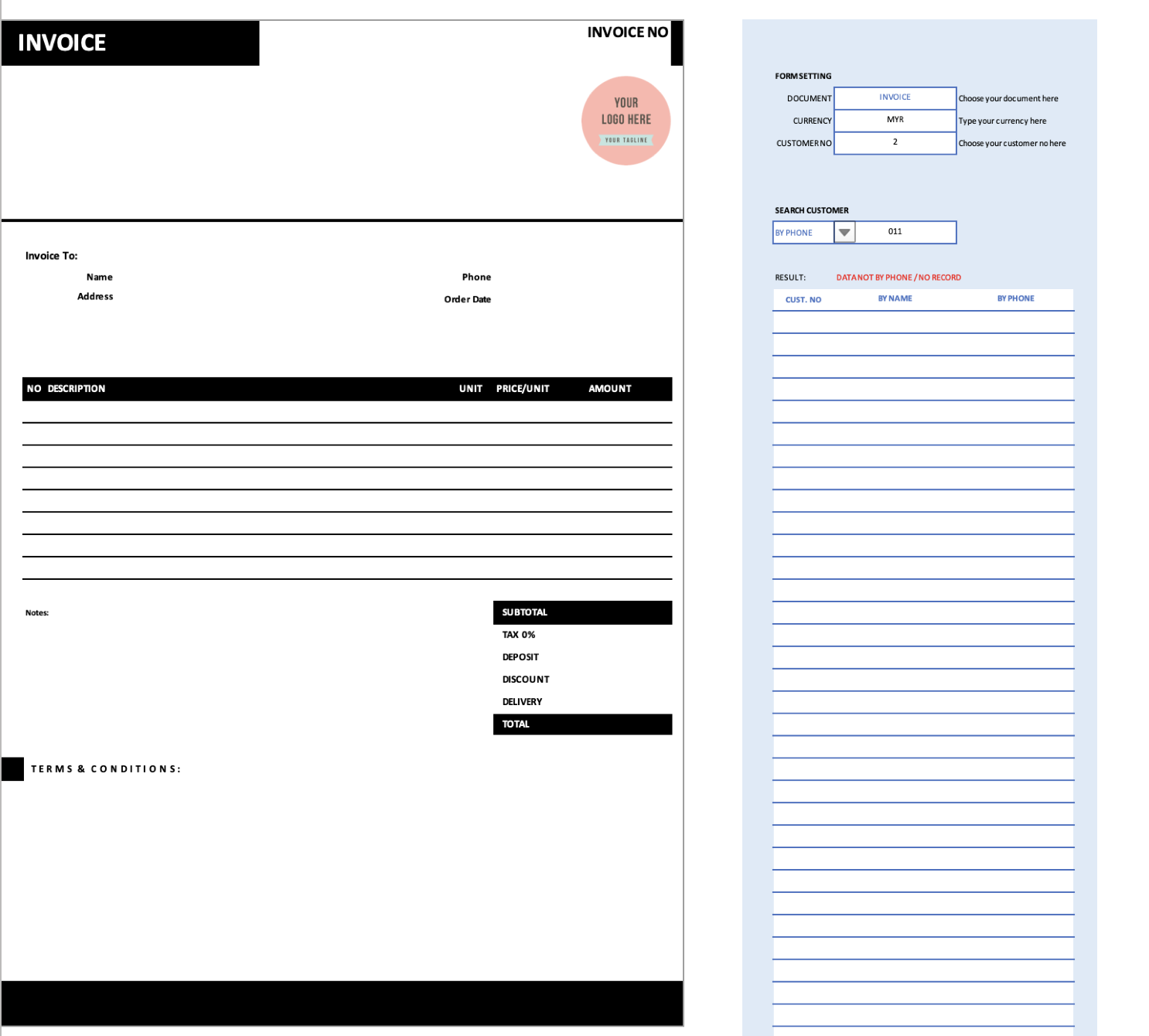 Auto Calculation Invoice Template Exce| 3 in 1 Quotation, Invoice ...