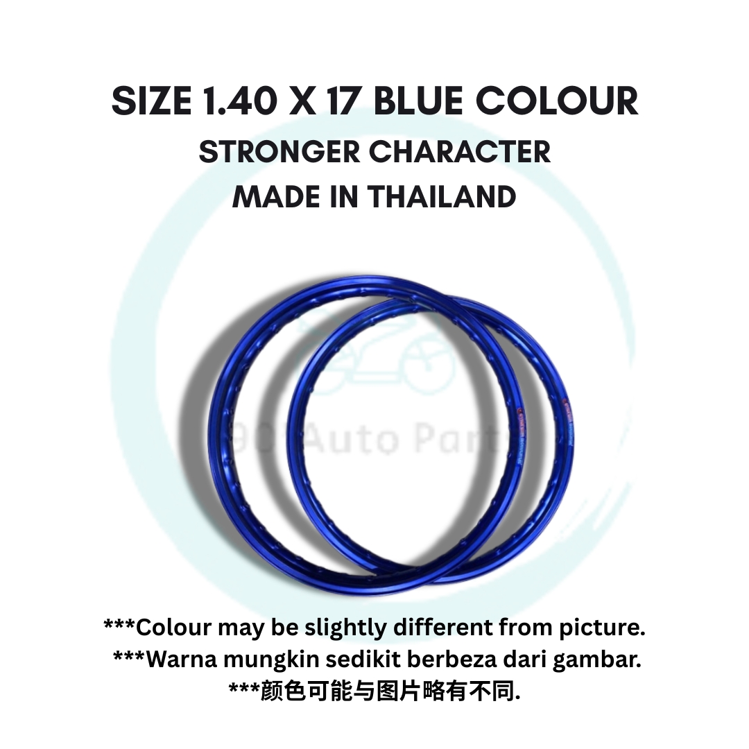 1.40 X 17 INCH SIZE ALLOY RIM ALOY GELUNG RIM RED MERAH BLUE BIRU ...