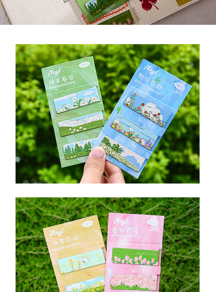 Whitespace 3in1 Floral Magnet Bookmark Flower Pattern Magnetic Bookmark ...