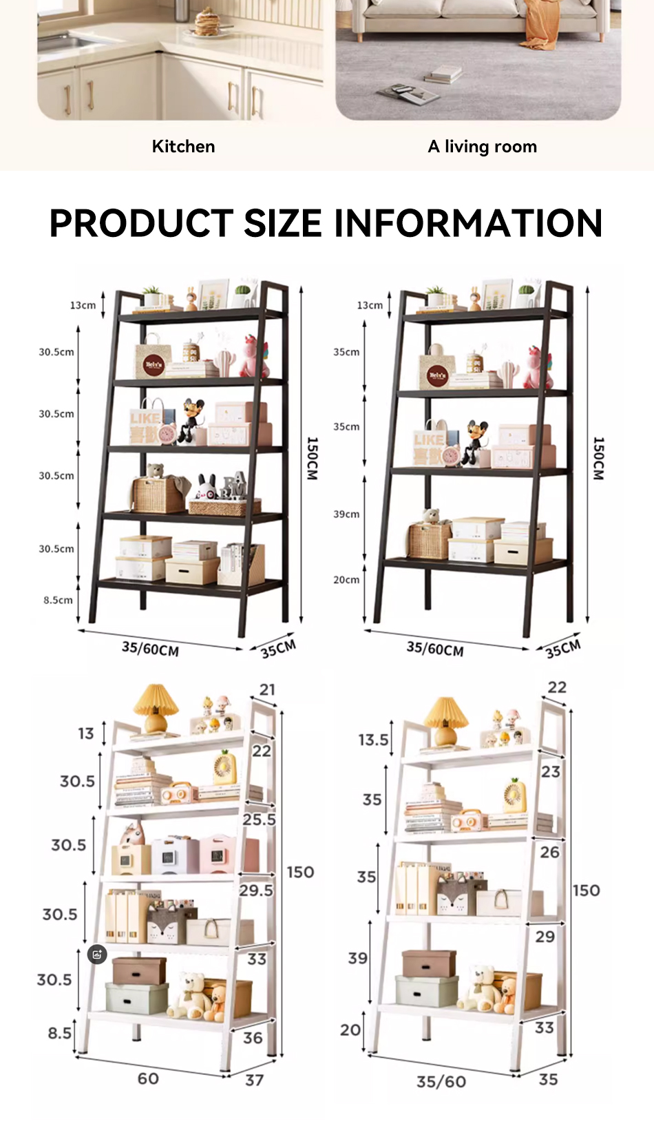 TAVA 5 Tier Multipurpose Storage Rack Metal Bookshelf Slanted Shelves ...