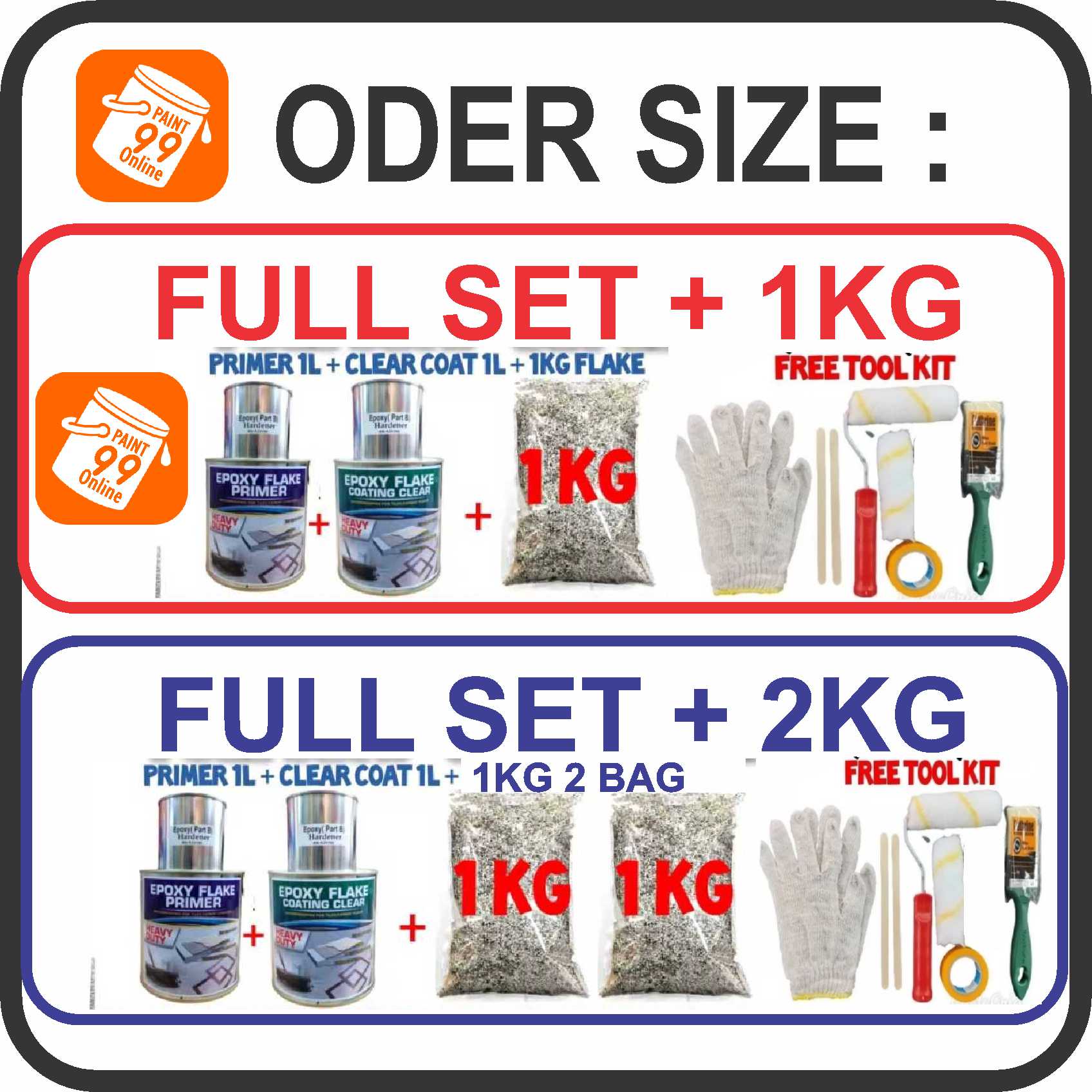FULL SET (1L PRIMER/1L CLEAR / FLAKE / FREE TOOLS ) Epoxy Flake Coating ...