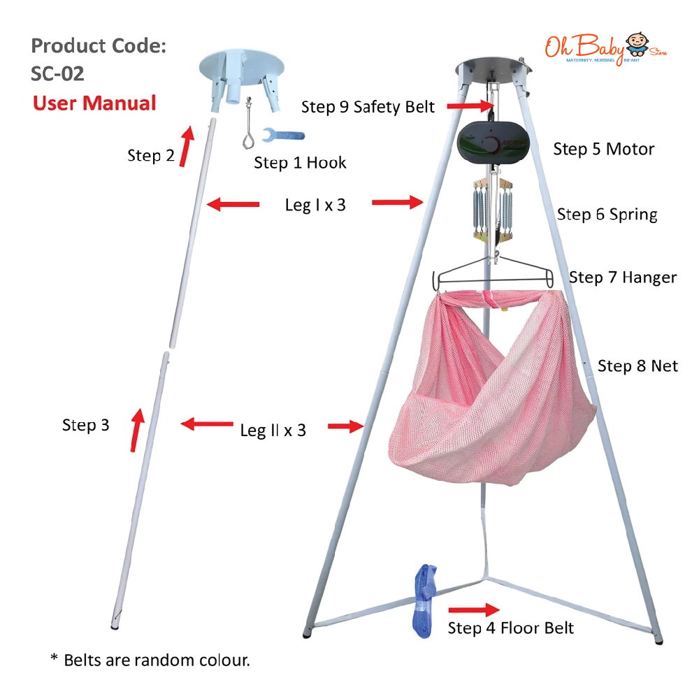 AYOTO Baby Spring Cot Tripod Cradle Stand with Hanger (Not Include ...