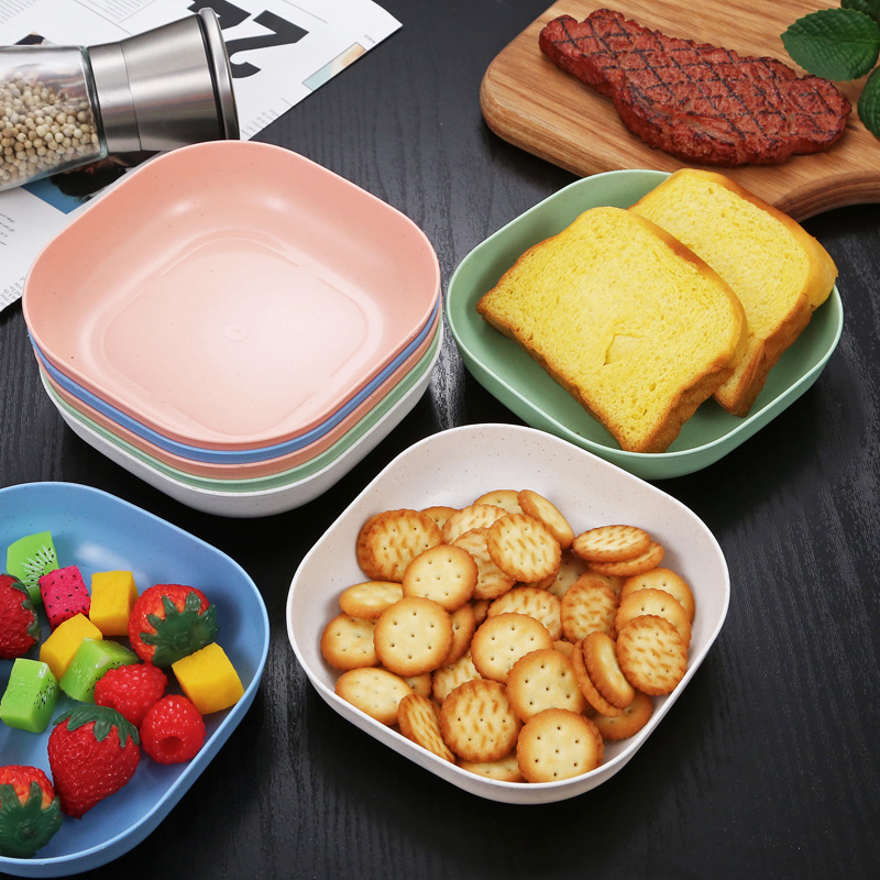 Wheat Straw Plates Square Tableware Bone Plates Lightweight Fruit Snack ...