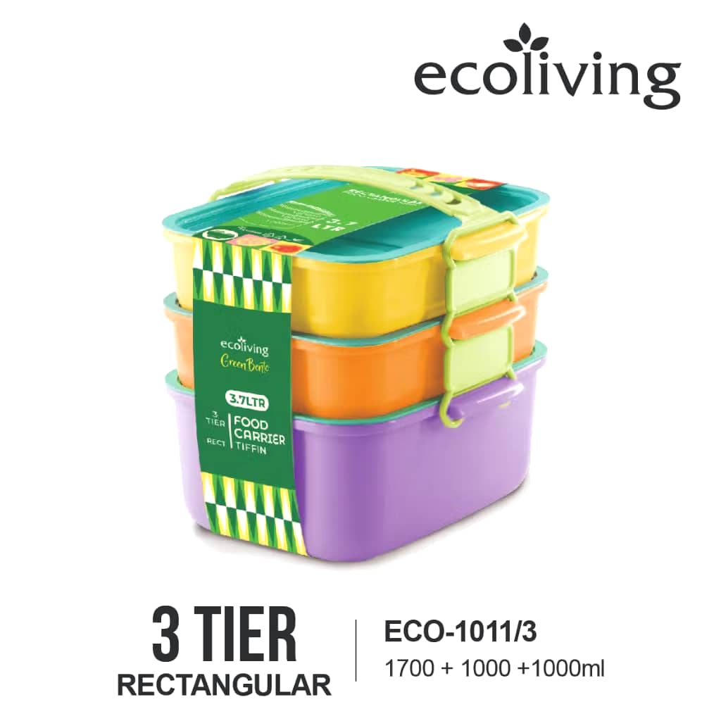 ECO living 1011/3 3tier rectangular lunch box | Shopee Malaysia