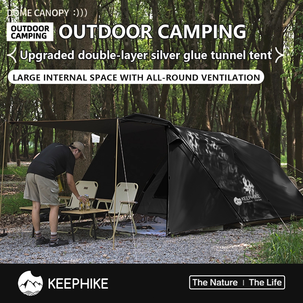KEEPHIKE Portable Tunnel Tent Outdoor Camping Overnight Anti-Rainstorm ...