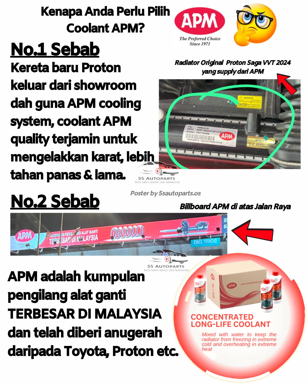APM Concentrated Radiator Coolant (1 Litre) - Green, Red & Blue Colour ...