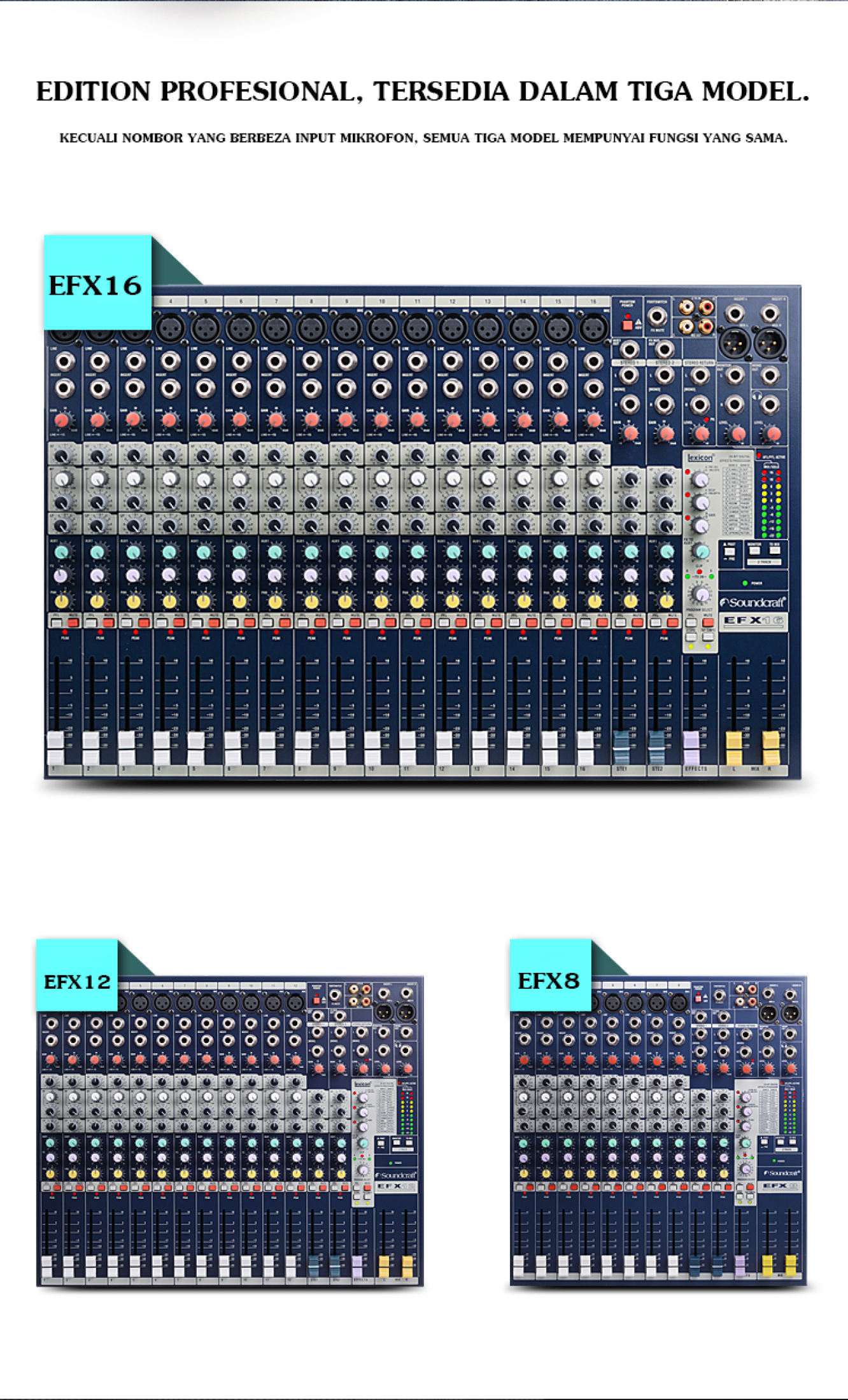 Soundcraft EFX8/EFX12/EFX16 professional mixing console, 8/12/16 ...