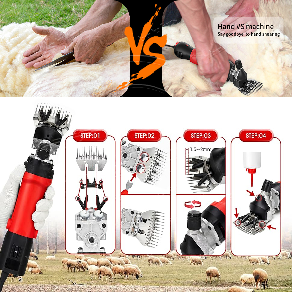Electric Sheep Clipper 3500W Goat trimmer sheep Machine mesin bulu ...