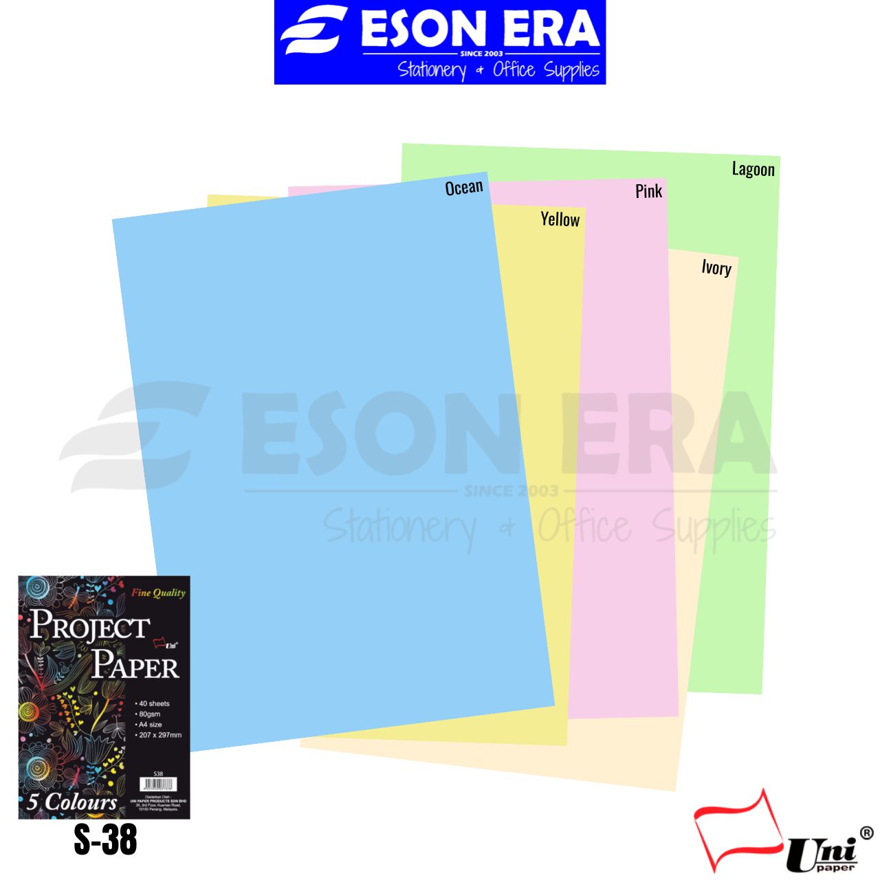 Uni Colour Paper S38 5 Colours A4 80gsm 40sheets | Shopee Malaysia