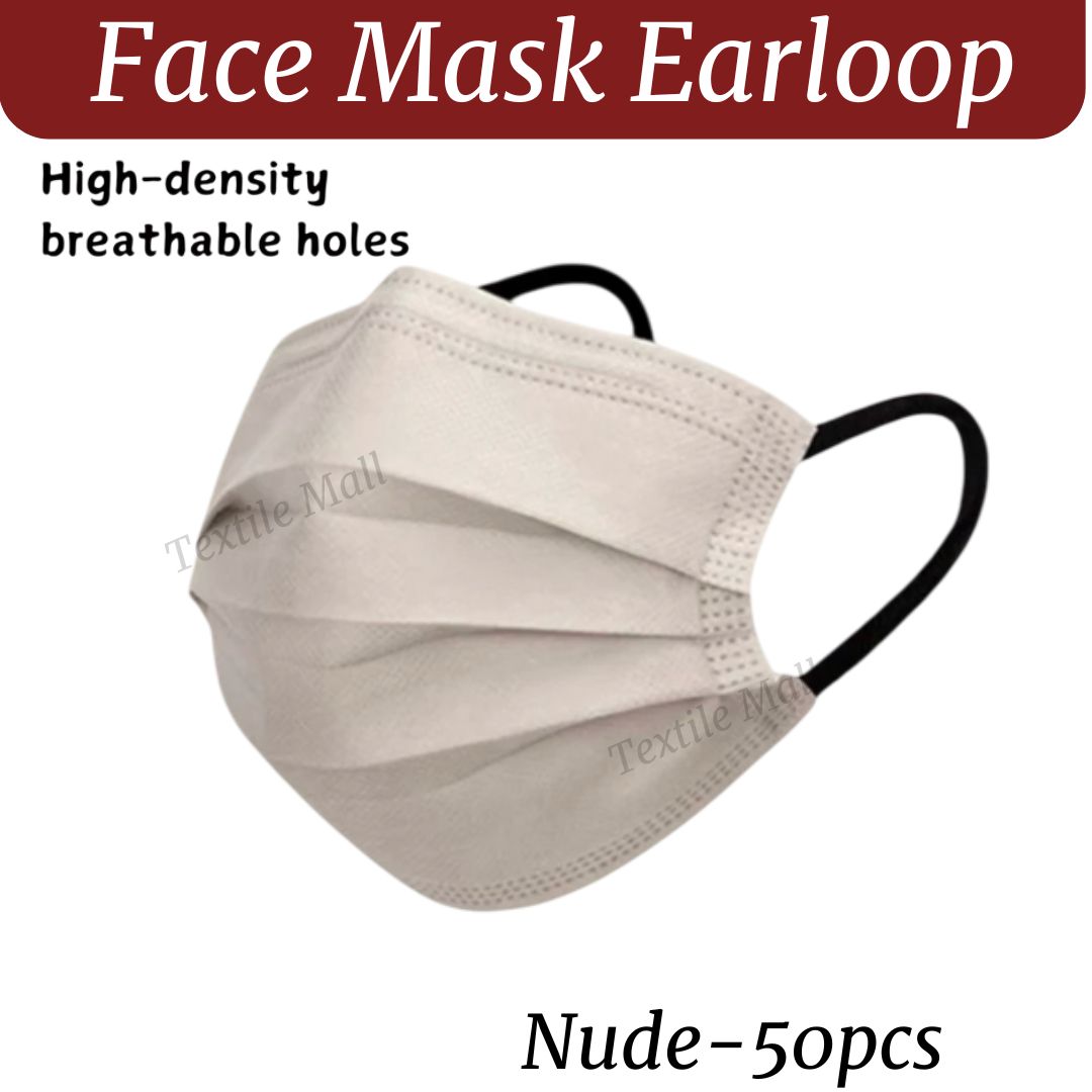 Headloop 50pcs Full Black Mask 3ply Face Mask Hijab Mask HeadLoop Mask ...