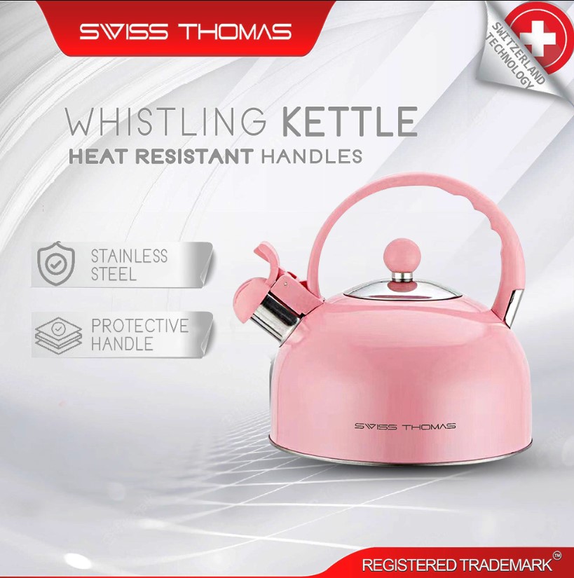 Swiss Thomas 3L Whistling Stainless Steel Kettle | Modern Dome Teapot ...