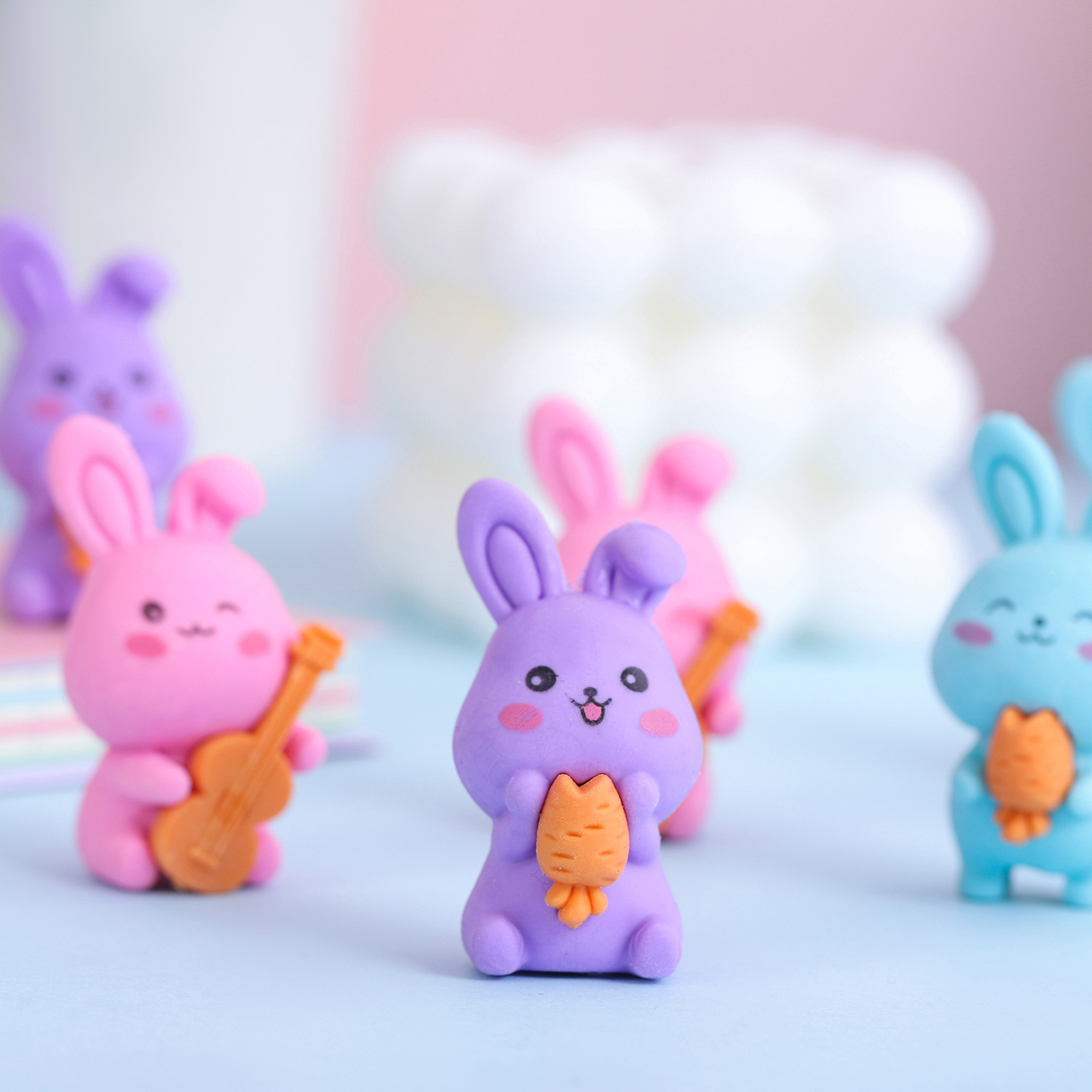 Student Rabbit Mini Eraser PVC Rubber Erase Tools Creative Animal ...