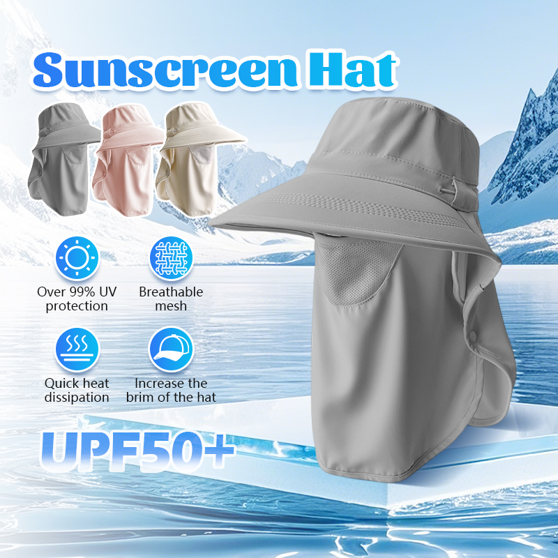 Ice Silk UPF50+ Full Face & Neck Cover Sun Hat UV Protection Topi ...
