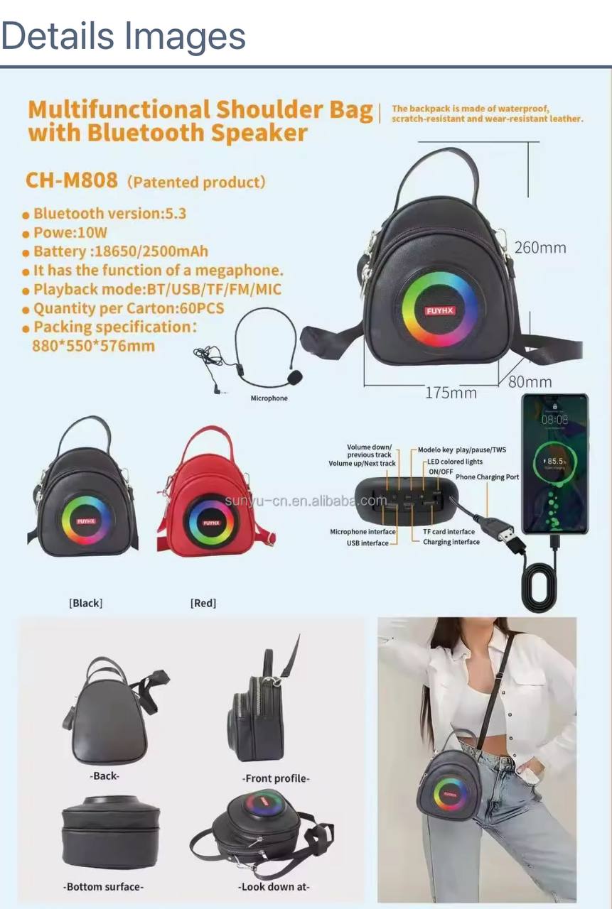 CH-M808 Portable Wireless BT Bag Speaker FM Radio Creative Subwoofer ...
