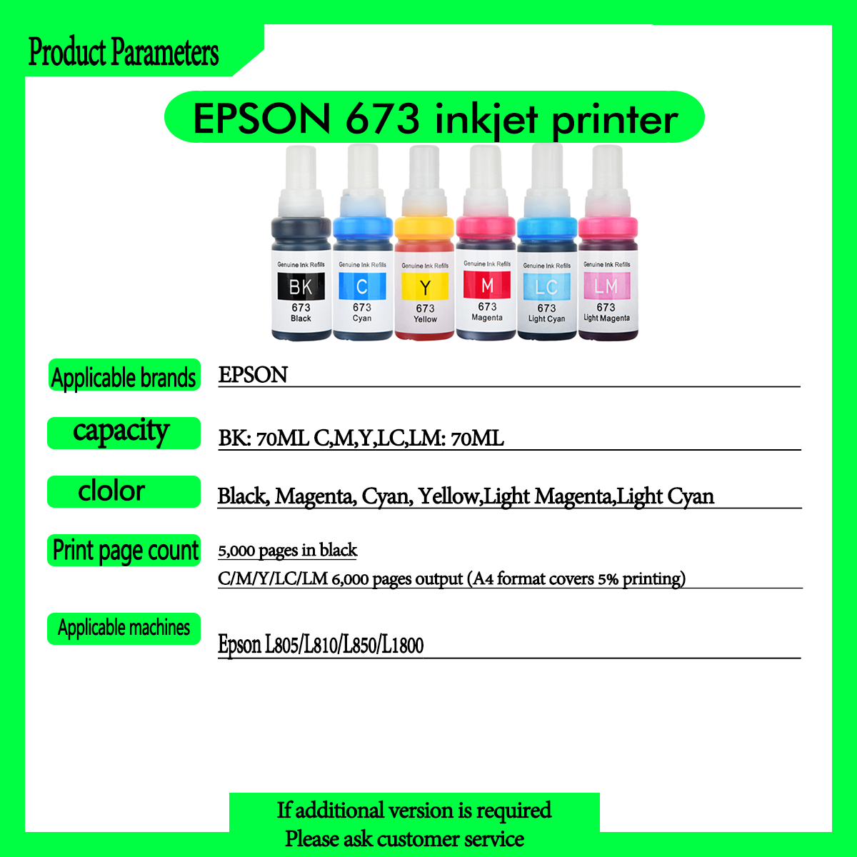for Epson Epson T673 Inks 673 ink Epson L850 Photo L1800 L850 Tahan ...