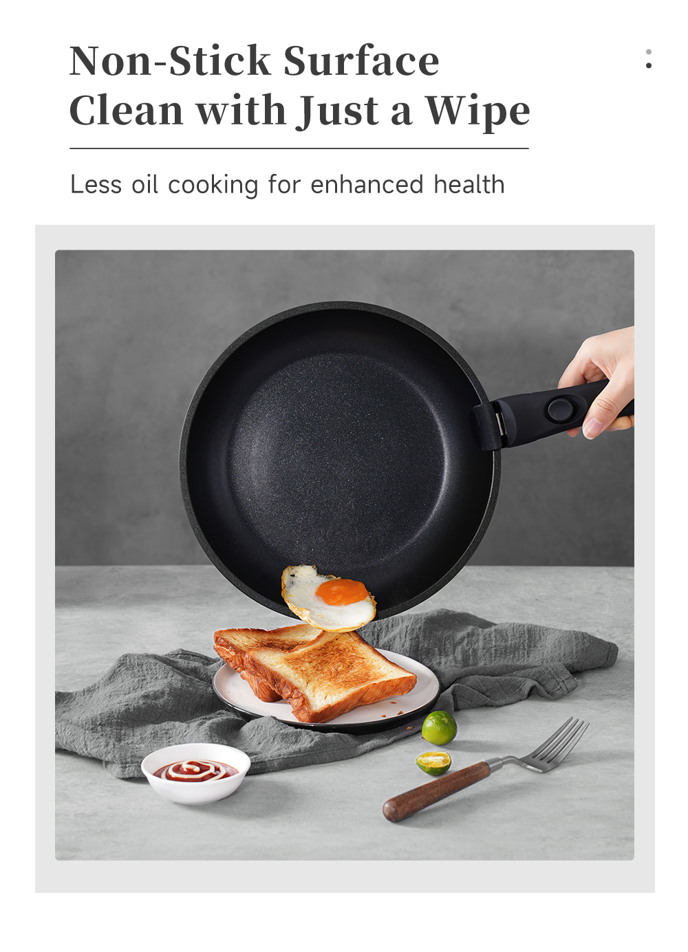 Simplus Detachable 4pcs Cookware Set丨24cm Frying Pan 18cm Saucepan with ...