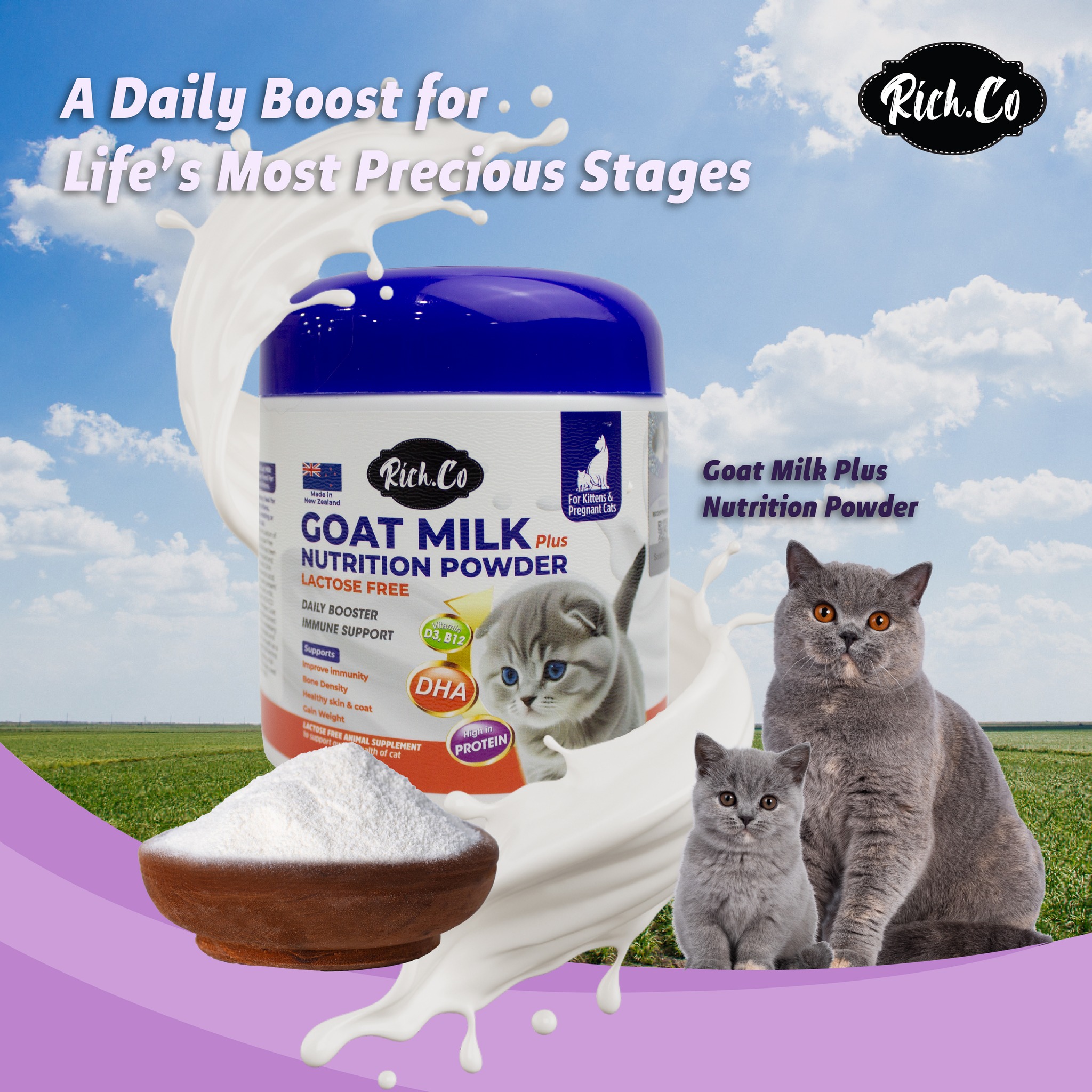 Rich. Co Goat Milk Plus Nutrition Powder Lactose Free For Kittens ...