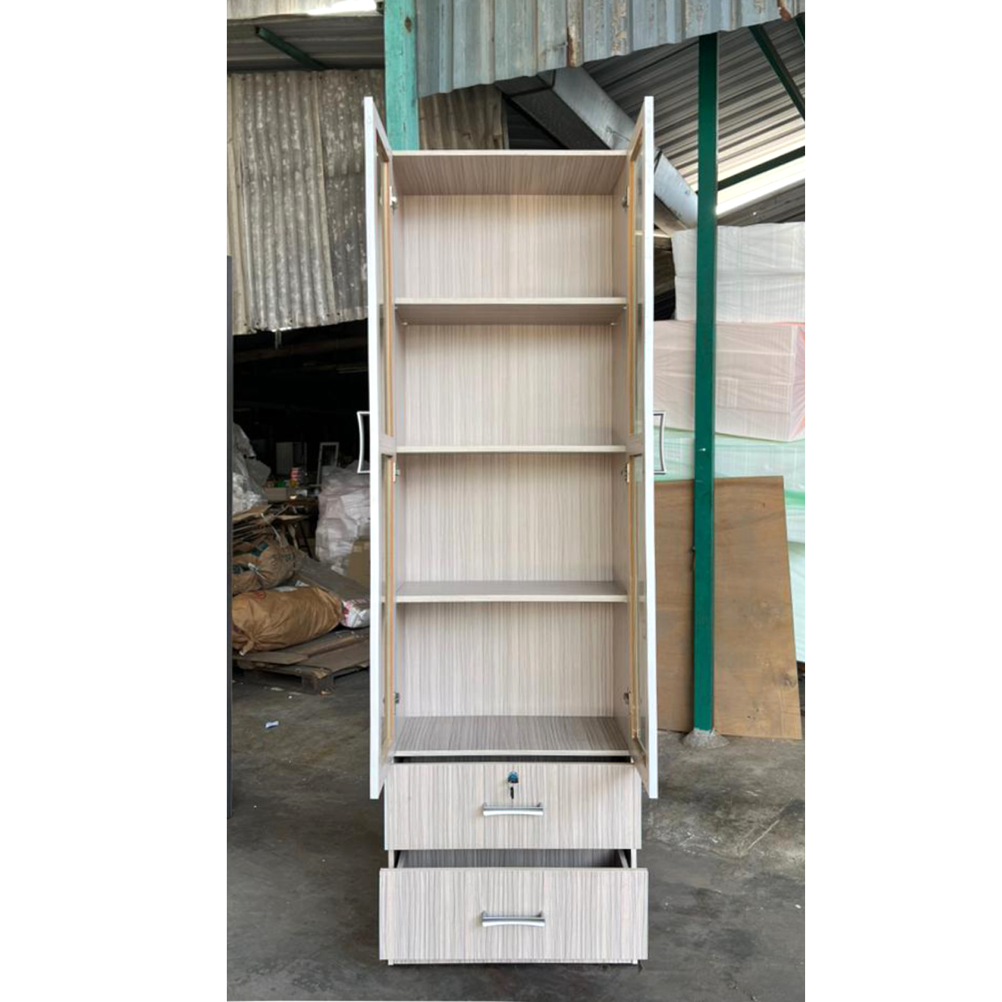 HOMATRIX Display Glass Cabinet Living Room Storage With Drawer Almari ...