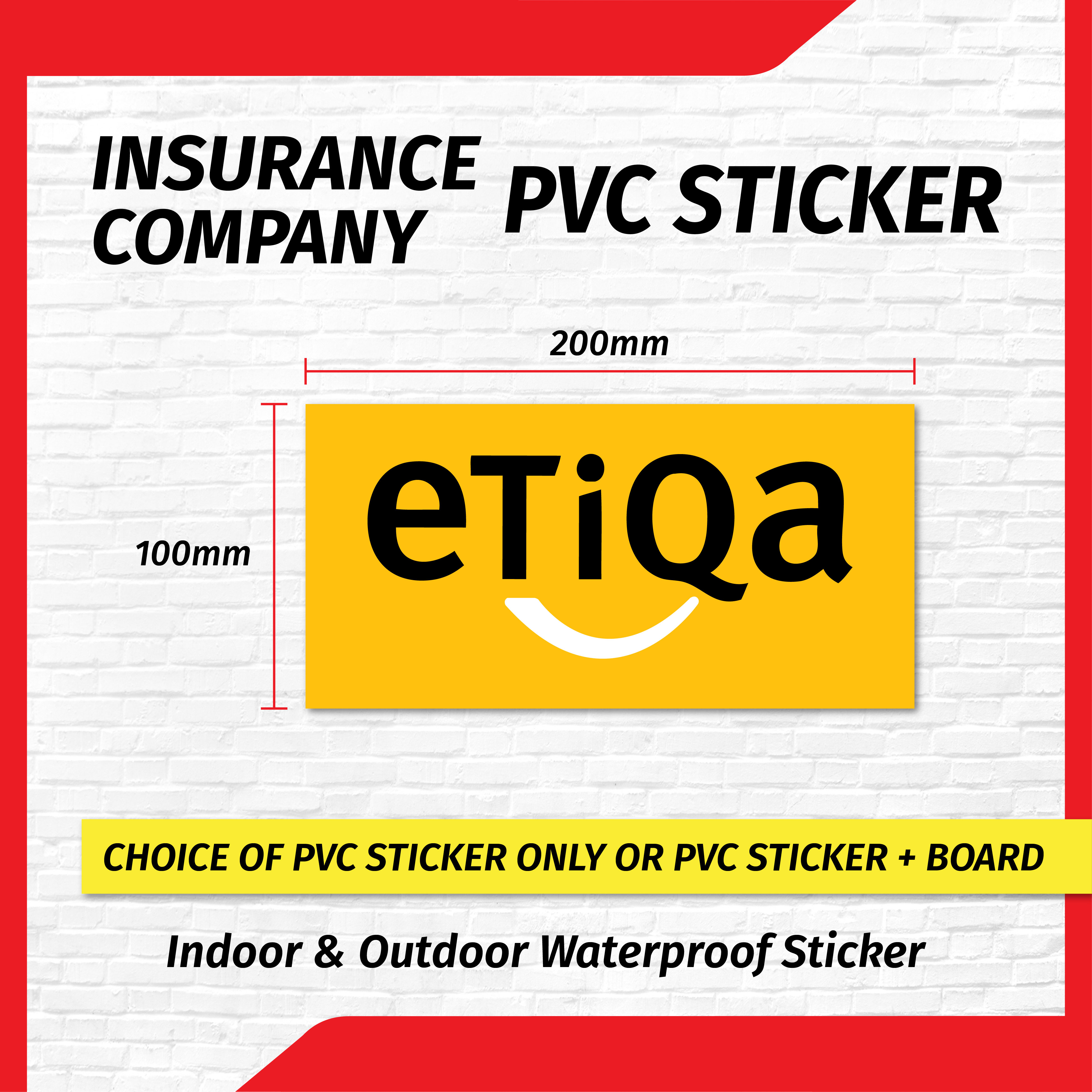 Insurance Company PVC Sticker Sign (10cmx20cm | A3) / Waterproof ...