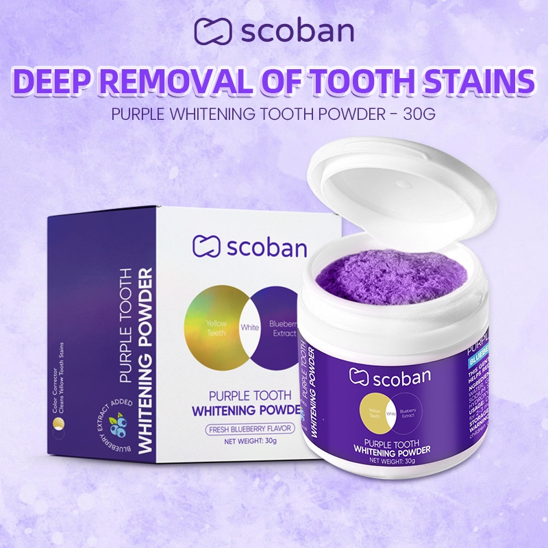 Scoban Purple Tooth Whitening Powder (30g) – Removes Stains Effectively ...