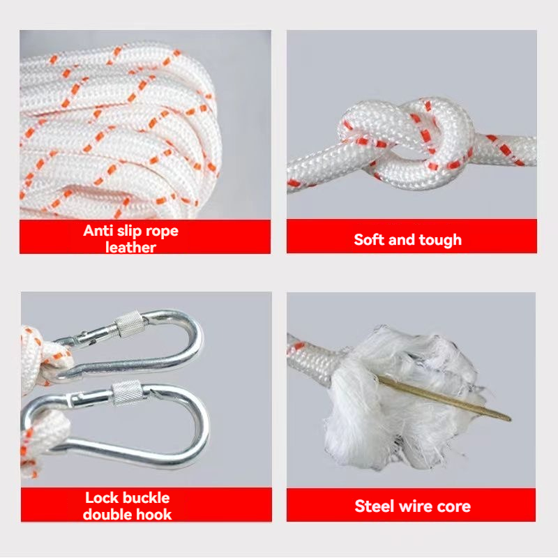 Double buckle steel core safety rope Thick fire safety rope high-rise ...